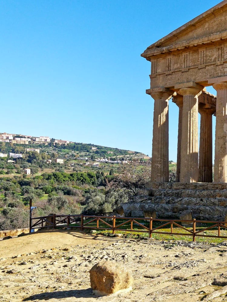 The Temple of Concordia at the Valley of the Temples (Valle dei Templi) in Agrigento, Sicily — a 5th-century BC Doric temple, one of the most intact ancient Greek temples still standing